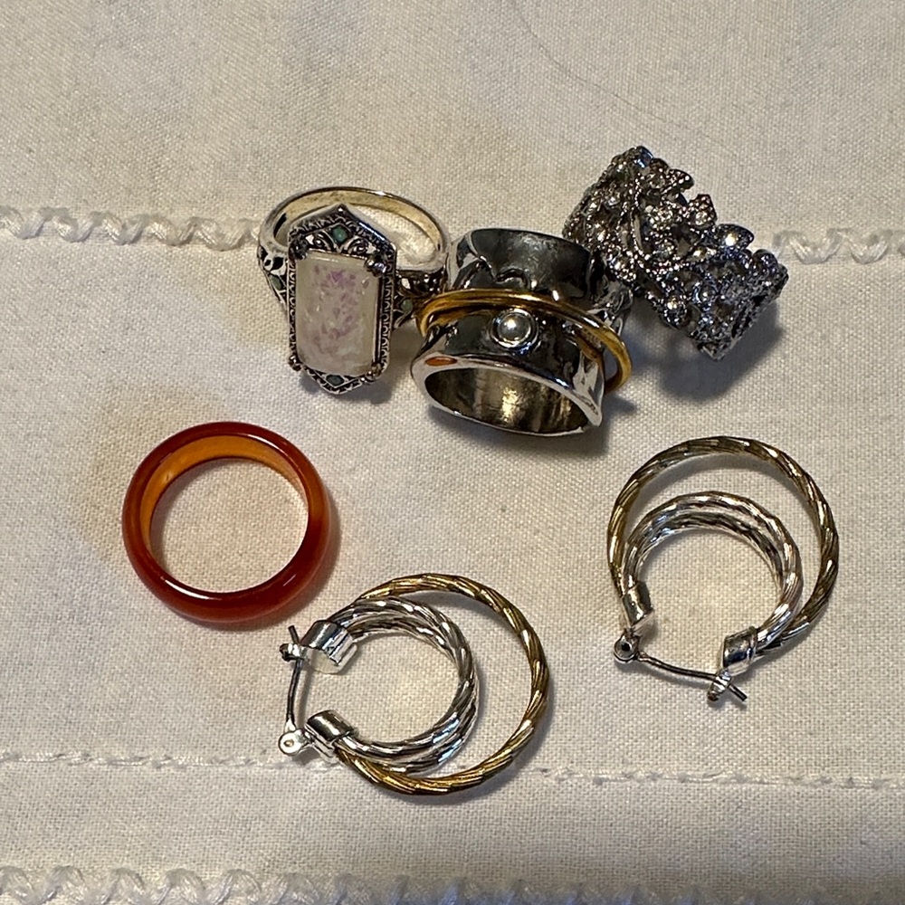 Silver and Gold Hoop Earrings Set